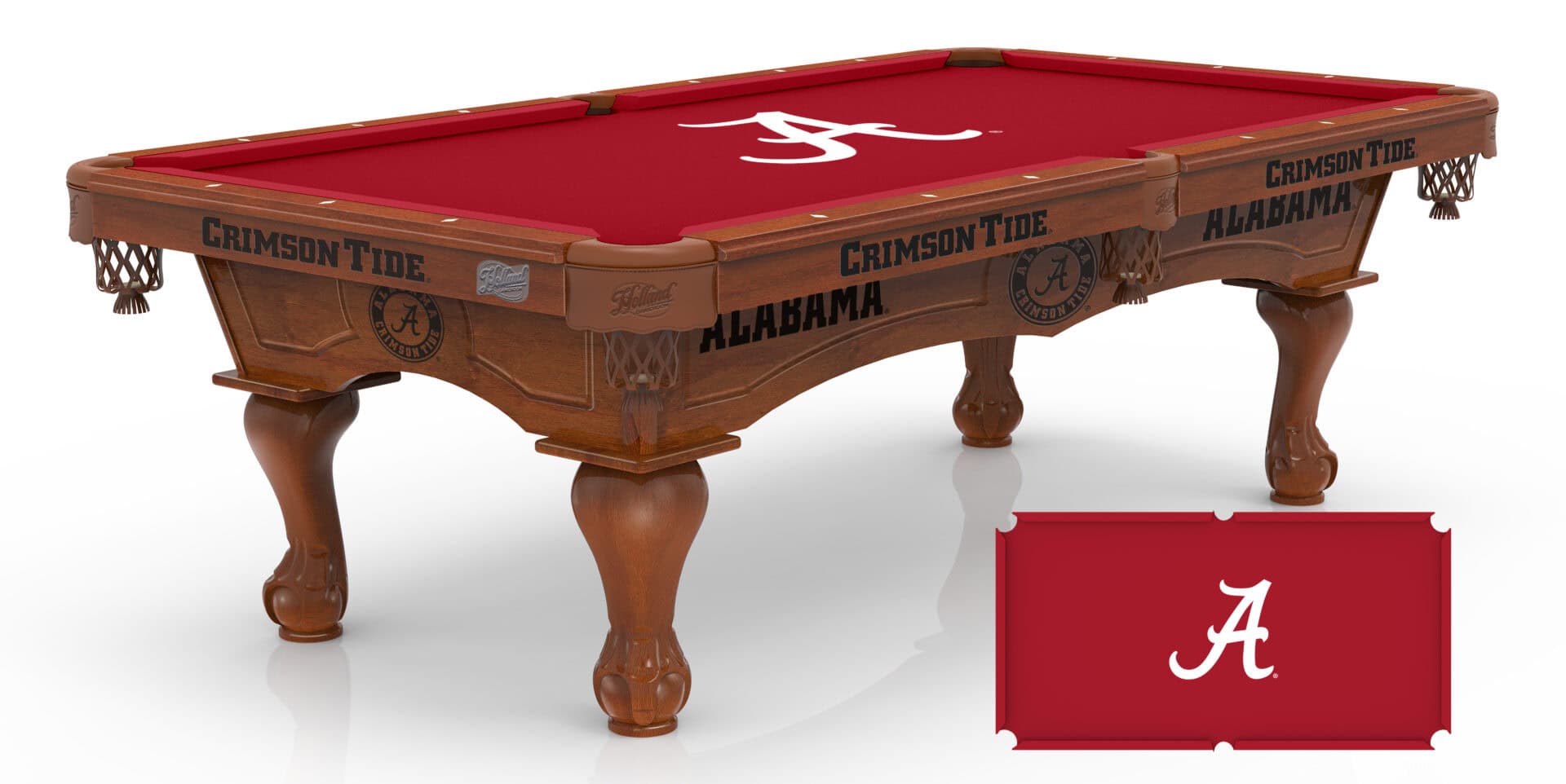 University of Alabama Pool Table with Chardonnay Finish and Claw Leg 1 University of Alabama Pool Table with Chardonnay Finish and Claw Leg