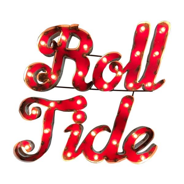 University of Alabama Roll Tide Lighted Recycled Metal Sign 2