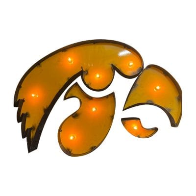 University of Iowa Logo Lighted Recycled Metal Sign