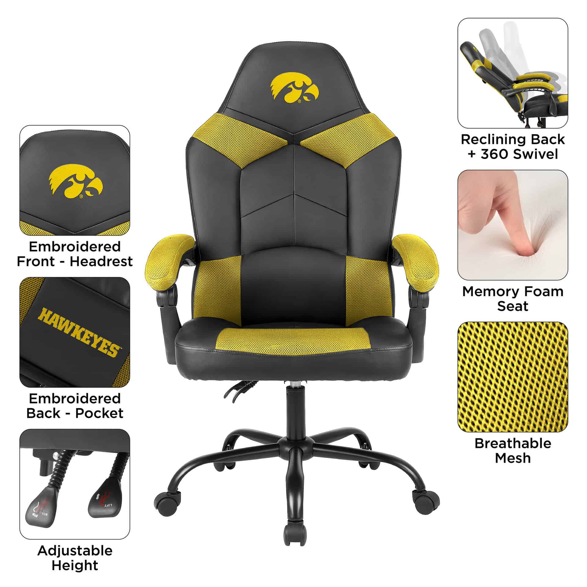 University of Iowa Oversized Office Chair 2 University of Iowa Oversized Office Chair - Image 2