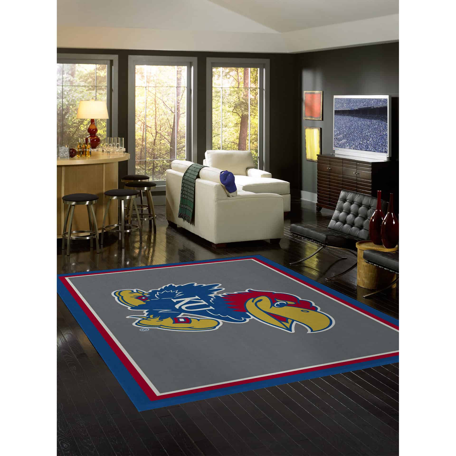University of Kansas 8x11 Spirit Rug 2 University of Kansas 8x11 Spirit Rug - Image 2