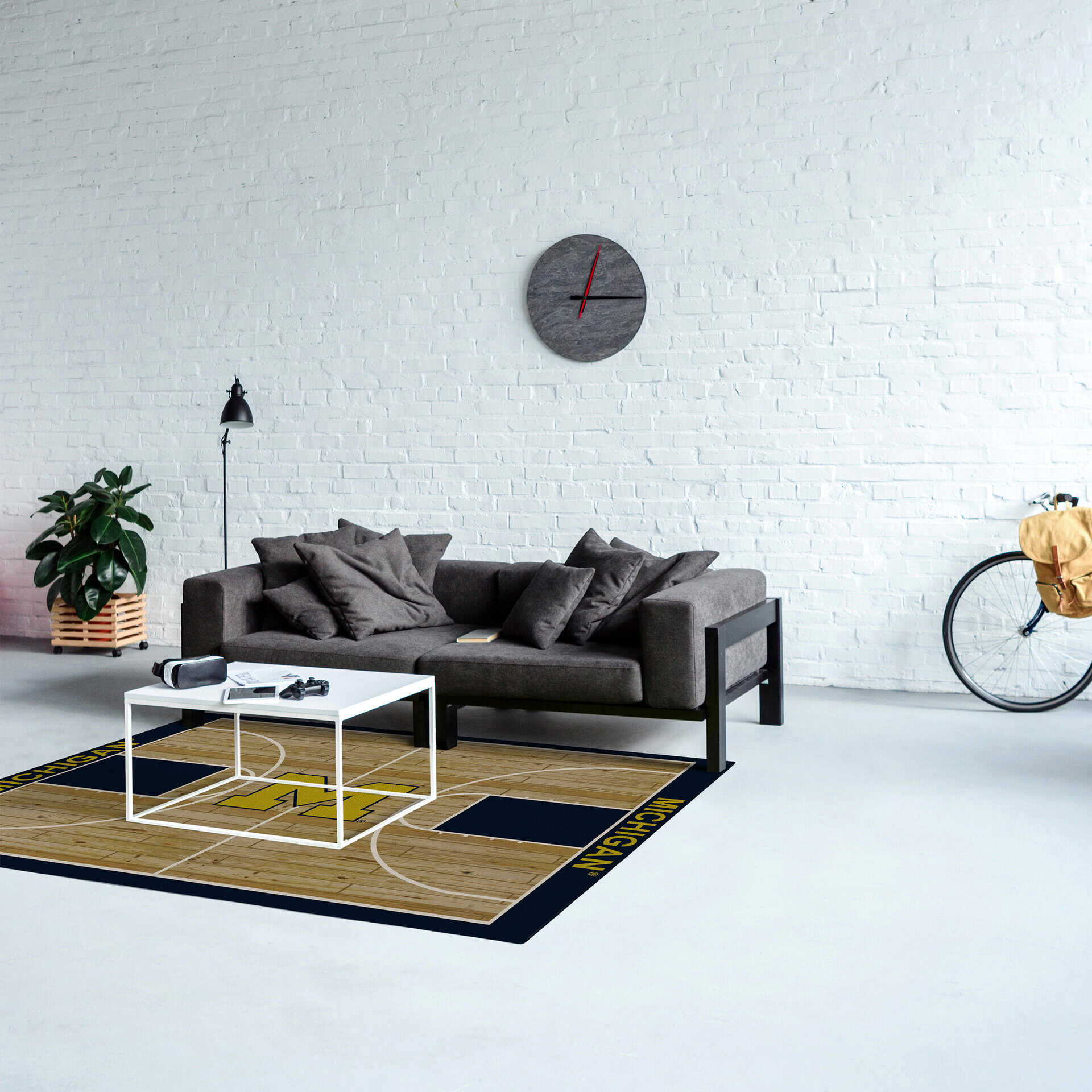 University of Michigan 4x6 Courtside Rug 1 University of Michigan 4x6 Courtside Rug