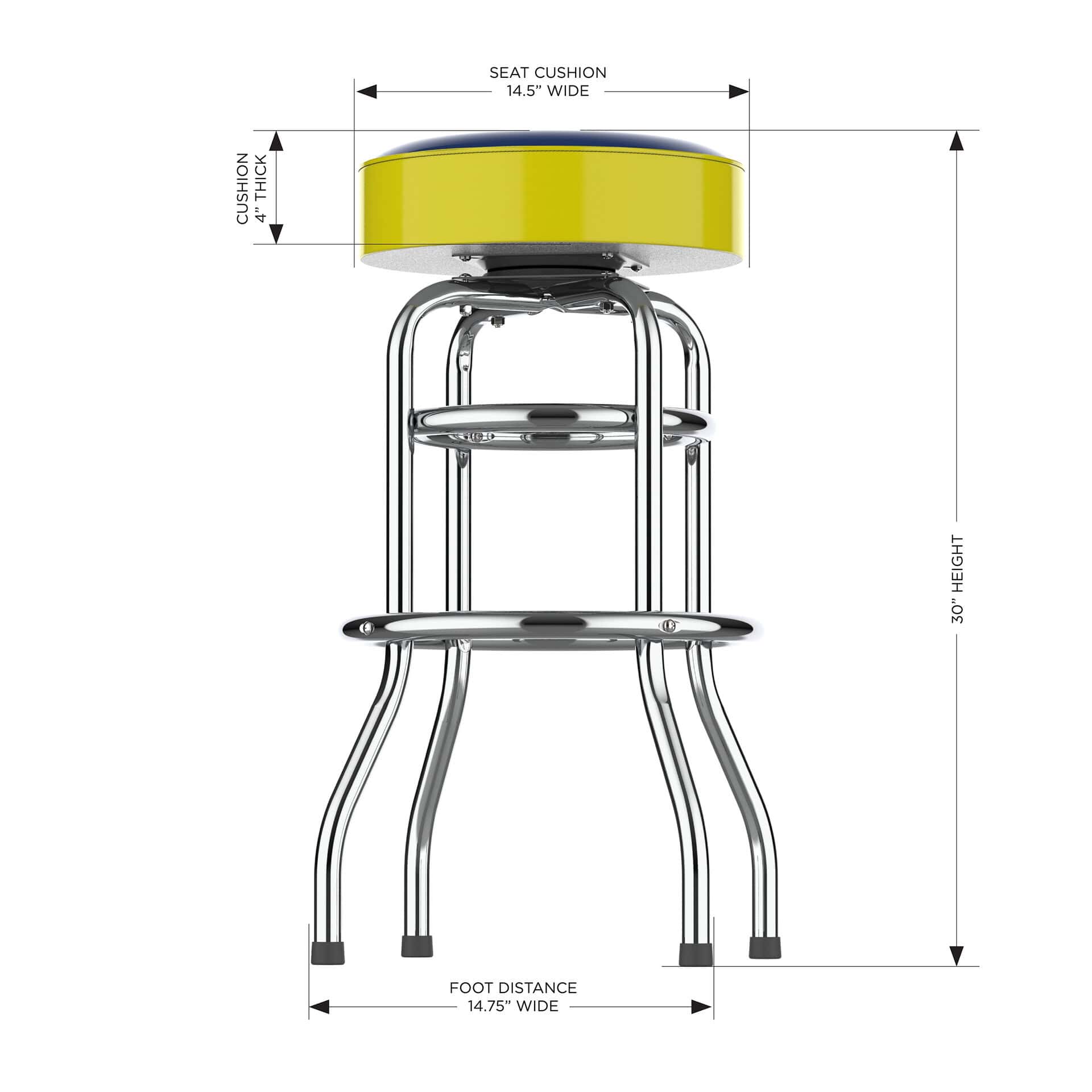 University of Michigan Chrome Bar Stool 2 University of Michigan Chrome Bar Stool - Image 2