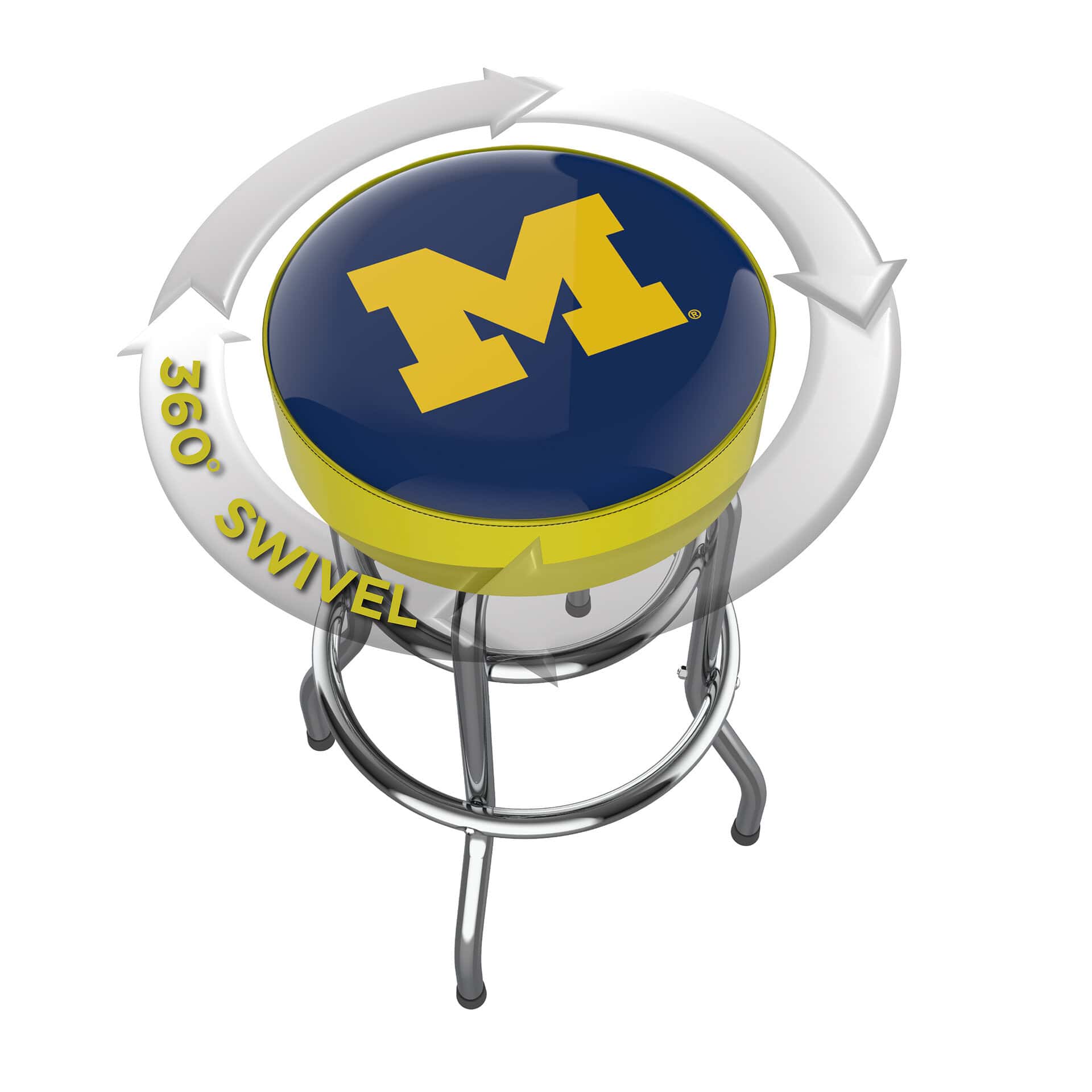 University of Michigan Chrome Bar Stool 6 University of Michigan Chrome Bar Stool - Image 6