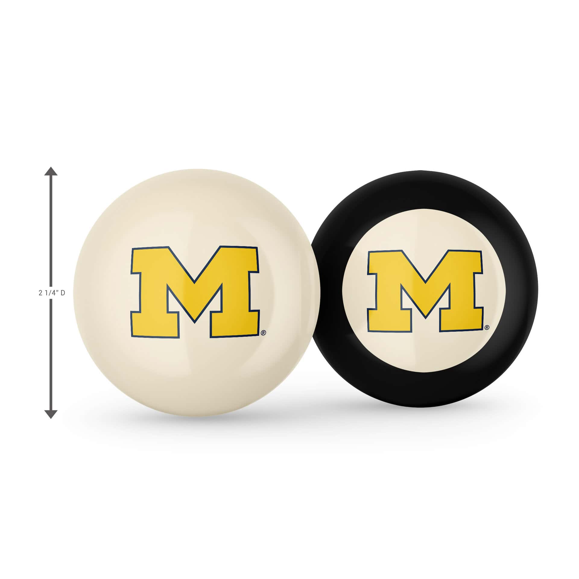 University of Michigan Cue Ball & 8 Ball 2 University of Michigan Cue Ball & 8 Ball - Image 2