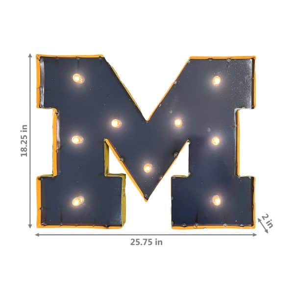 University of Michigan Logo Lighted Recycled Metal Sign 2