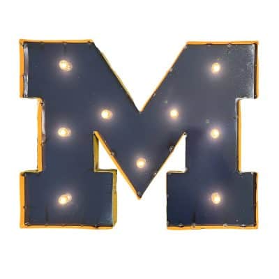 University of Michigan Logo Lighted Recycled Metal Sign