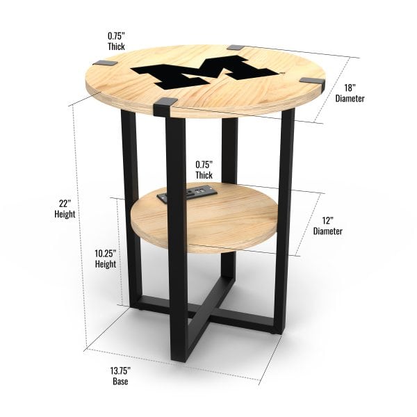 University of Michigan Side Table with Charger