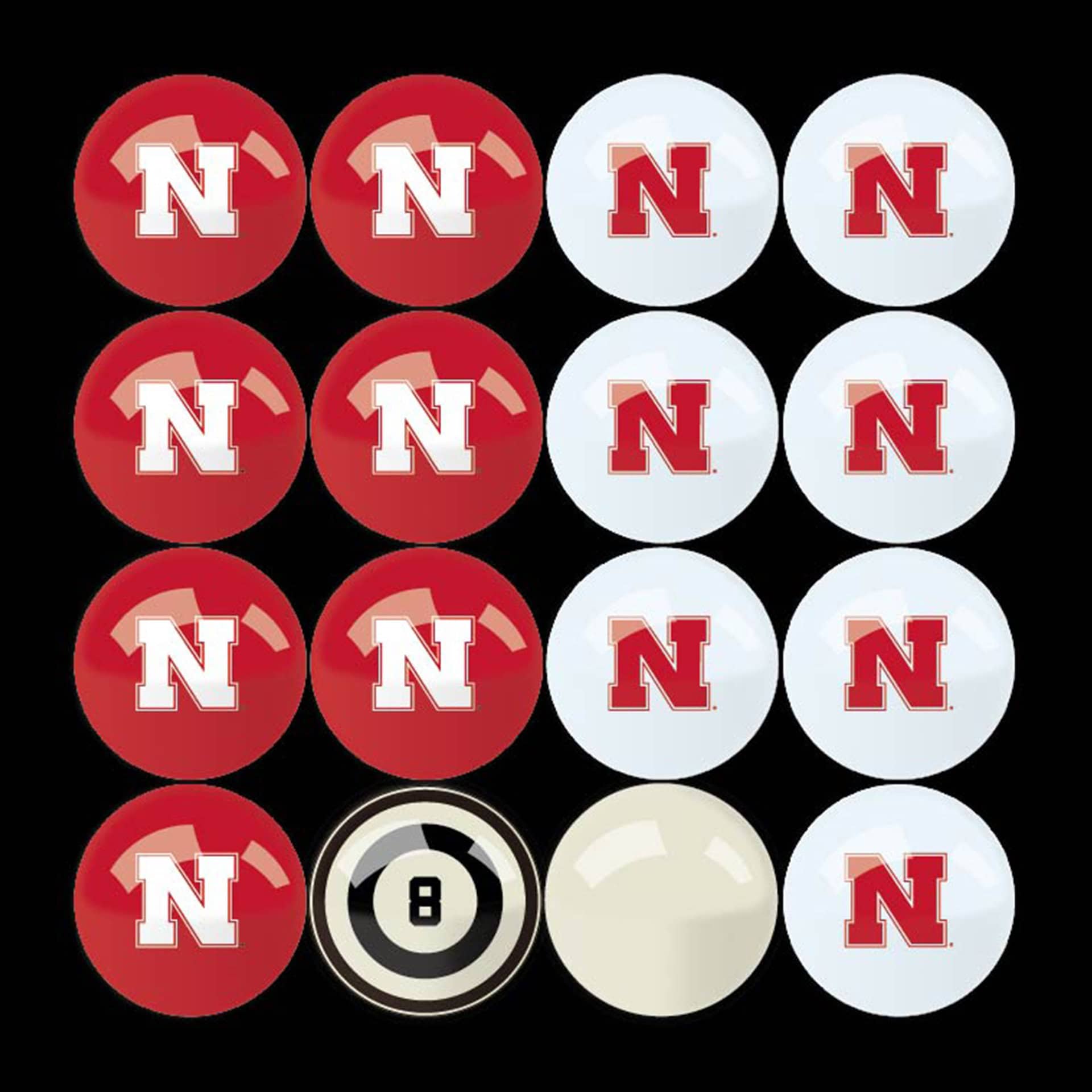 University of Nebraska Billiard Balls with Numbers 2 University of Nebraska Billiard Balls with Numbers - Image 2