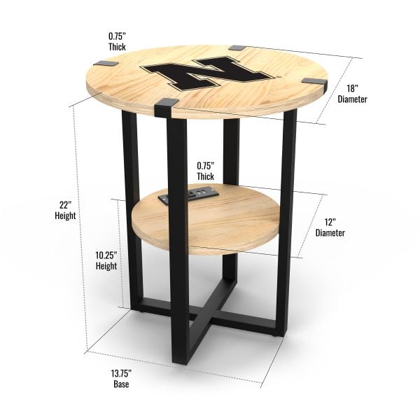 University of Nebraska Side Table with Charger 4