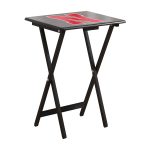 University of Nebraska TV Trays W/Stand 6 University of Nebraska TV Trays W/Stand