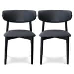 Black Vegan Leather Dining Chairs with Wood Base (Set of 2) 16 Black Vegan Leather Dining Chairs with Wood Base (Set of 2)