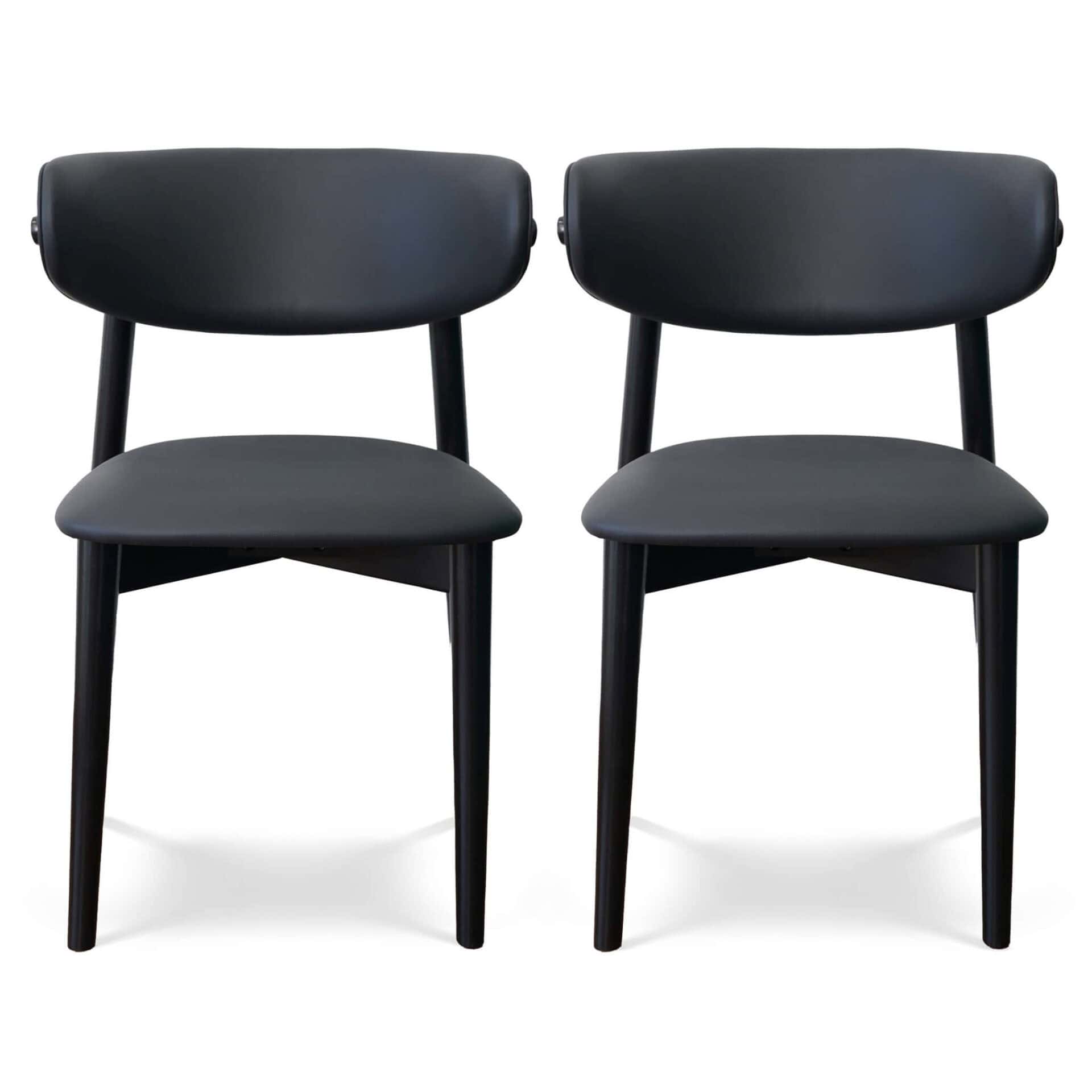 Black Vegan Leather Dining Chairs with Wood Base (Set of 2) 8 Black Vegan Leather Dining Chairs with Wood Base (Set of 2) - Image 8