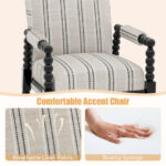 Beige Linen Upholstered Accent Chair with Rubber Wood Frame 12 Beige Linen Upholstered Accent Chair with Rubber Wood Frame