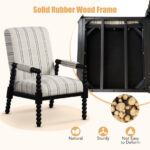 Beige Linen Upholstered Accent Chair with Rubber Wood Frame 13 Beige Linen Upholstered Accent Chair with Rubber Wood Frame