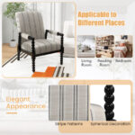 Beige Linen Upholstered Accent Chair with Rubber Wood Frame 14 Beige Linen Upholstered Accent Chair with Rubber Wood Frame
