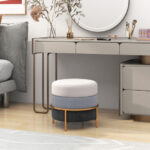 Modern Linen Ottoman with Gold Base and Anti-Slip Pads 8 Modern Linen Ottoman with Gold Base and Anti-Slip Pads