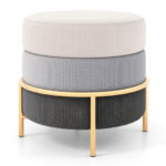 Modern Linen Ottoman with Gold Base and Anti-Slip Pads 10 Modern Linen Ottoman with Gold Base and Anti-Slip Pads