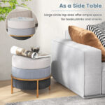 Modern Linen Ottoman with Gold Base and Anti-Slip Pads 14 Modern Linen Ottoman with Gold Base and Anti-Slip Pads