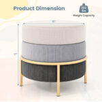 Modern Linen Ottoman with Gold Base and Anti-Slip Pads 11 Modern Linen Ottoman with Gold Base and Anti-Slip Pads