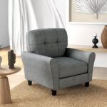 Mid-Century Modern Linen Accent Chair with Rubber Wood Legs 8 Mid-Century Modern Linen Accent Chair with Rubber Wood Legs