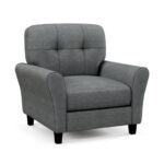Mid-Century Modern Linen Accent Chair with Rubber Wood Legs 10 Mid-Century Modern Linen Accent Chair with Rubber Wood Legs