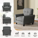 Mid-Century Modern Linen Accent Chair with Rubber Wood Legs 14 Mid-Century Modern Linen Accent Chair with Rubber Wood Legs