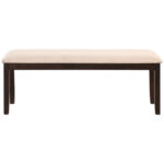 Beige Upholstered Ottoman Bench with Padded Cushion and Wood Frame