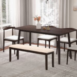 Beige Upholstered Ottoman Bench with Padded Cushion and Wood Frame
