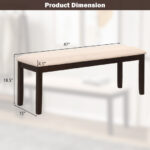 Beige Upholstered Ottoman Bench with Padded Cushion and Wood Frame