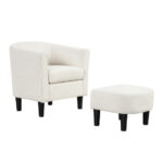 Velvet Barrel Chair with Ottoman and Footrest Beige (Set of 2) 10 Velvet Barrel Chair with Ottoman and Footrest Beige (Set of 2)