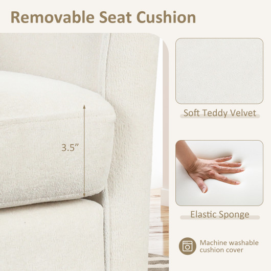 Velvet Barrel Chair with Ottoman and Footrest Beige (Set of 2) 6 Velvet Barrel Chair with Ottoman and Footrest Beige (Set of 2) - Image 6