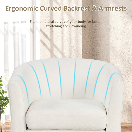 Velvet Barrel Chair with Ottoman and Footrest Beige (Set of 2) 7 Velvet Barrel Chair with Ottoman and Footrest Beige (Set of 2) - Image 7