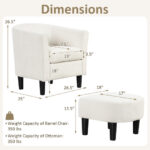 Velvet Barrel Chair with Ottoman and Footrest Beige (Set of 2) 11 Velvet Barrel Chair with Ottoman and Footrest Beige (Set of 2)