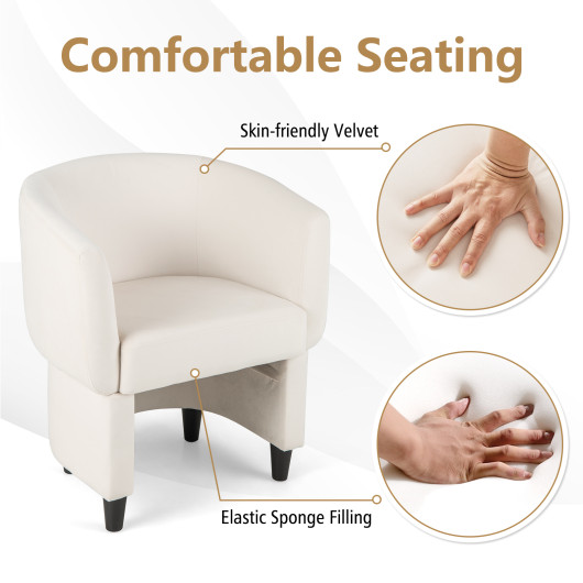 Velvet Barrel Chair with Ottoman and Space-Saving Design 6 Velvet Barrel Chair with Ottoman and Space-Saving Design - Image 6