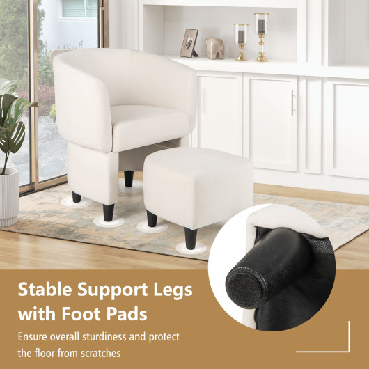Velvet Barrel Chair with Ottoman and Space-Saving Design 7 Velvet Barrel Chair with Ottoman and Space-Saving Design - Image 7