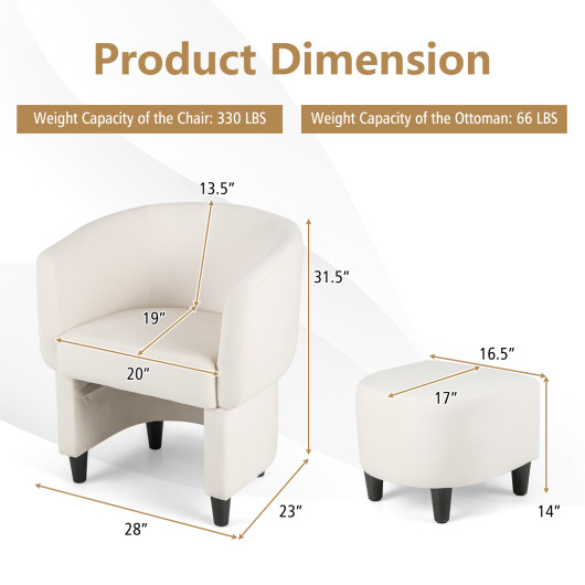 Velvet Barrel Chair with Ottoman and Space-Saving Design 4 Velvet Barrel Chair with Ottoman and Space-Saving Design - Image 4