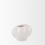 Urvi Short Off White Speckled Asymmetrical Ceramic Vase