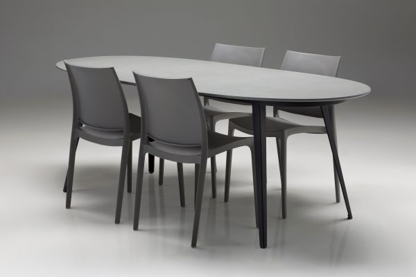 VATA Grey Polypropylene Indoor Outdoor Stackable Dining Chairs 4 2
