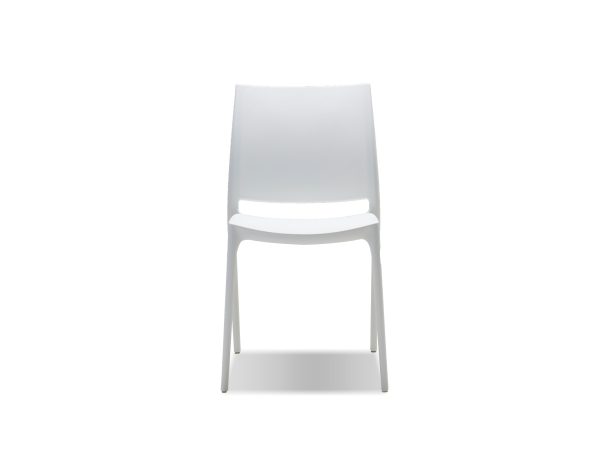 VATA White Polypropylene Indoor Outdoor Stackable Dining Chairs 1 2