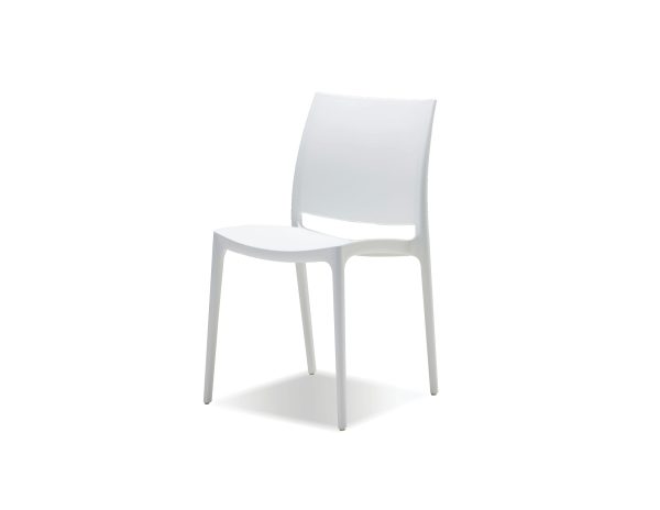 VATA White Polypropylene Indoor Outdoor Stackable Dining Chairs 6