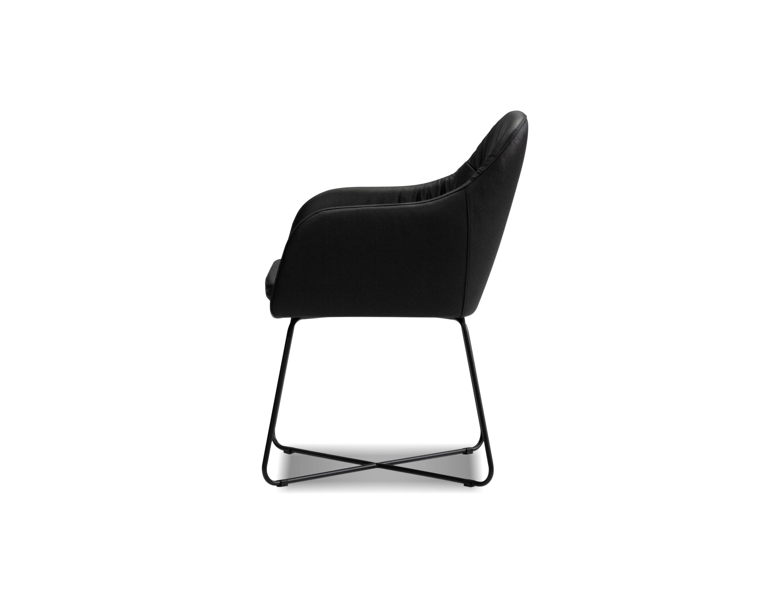 VAUGHN Black Leatherette Dining Armchair Black Steel Base 2 VAUGHN Black Leatherette Dining Armchair Black Steel Base - Image 2