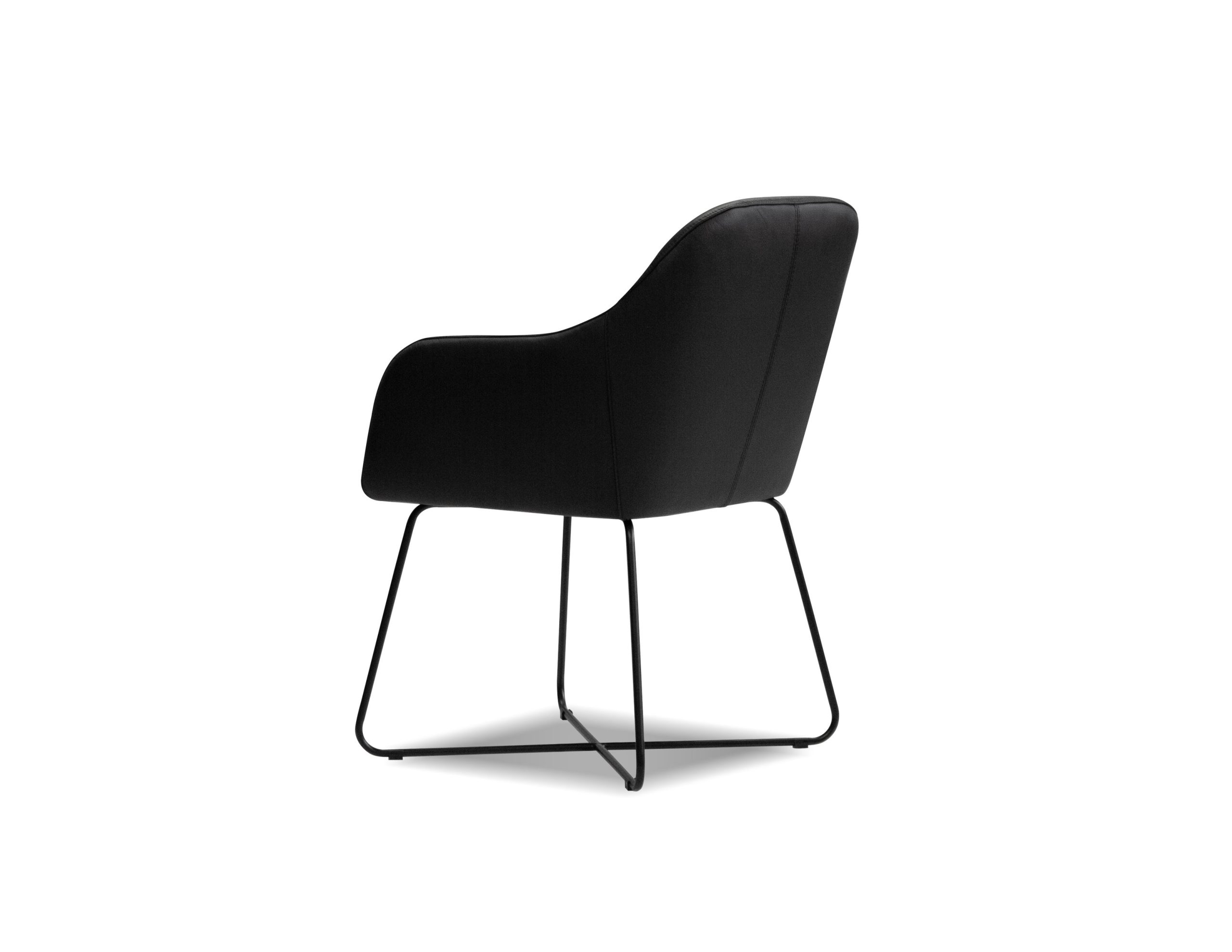 VAUGHN Black Leatherette Dining Armchair Black Steel Base 3 VAUGHN Black Leatherette Dining Armchair Black Steel Base - Image 3