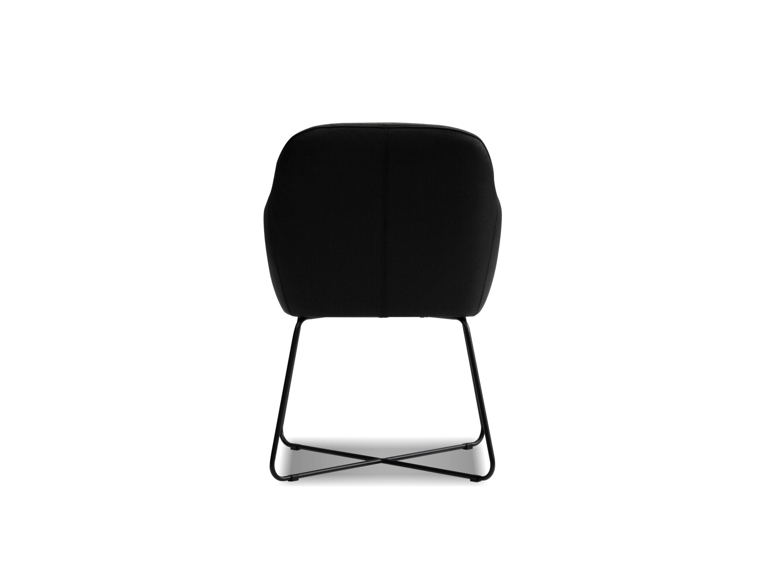 VAUGHN Black Leatherette Dining Armchair Black Steel Base 4 VAUGHN Black Leatherette Dining Armchair Black Steel Base - Image 4