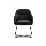 VAUGHN Black Leatherette Dining Armchair Black Steel Base 10 VAUGHN Black Leatherette Dining Armchair Black Steel Base