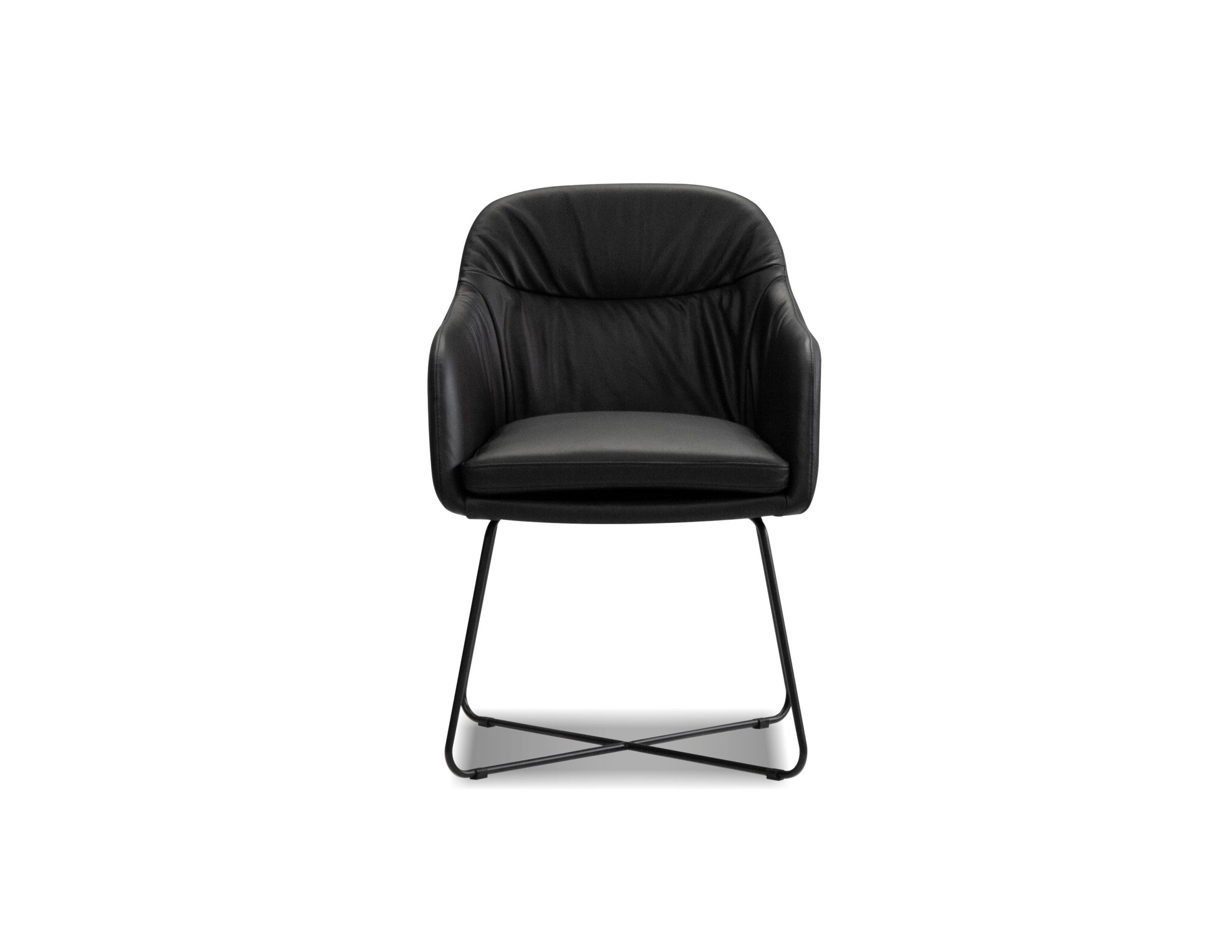 VAUGHN Black Leatherette Dining Armchair Black Steel Base 5 VAUGHN Black Leatherette Dining Armchair Black Steel Base - Image 5