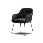 VAUGHN Black Leatherette Dining Armchair Black Steel Base 6 VAUGHN Black Leatherette Dining Armchair Black Steel Base