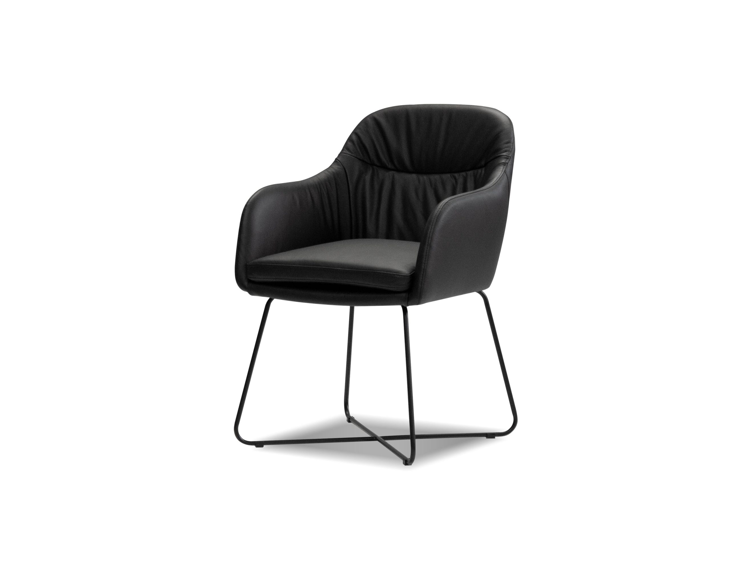 VAUGHN Black Leatherette Dining Armchair Black Steel Base 1 VAUGHN Black Leatherette Dining Armchair Black Steel Base