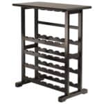 Espresso Floor-Standing Wine Rack with Stemware Storage (24-Bottle)