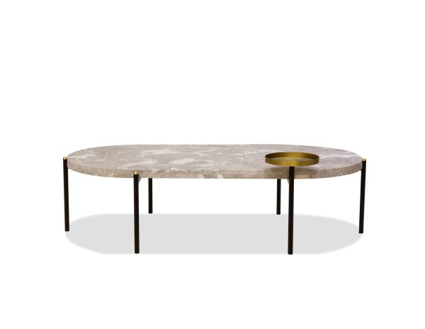 VELODROME Coffee Table Grey Calacatta Viola Marble Black Frame 2